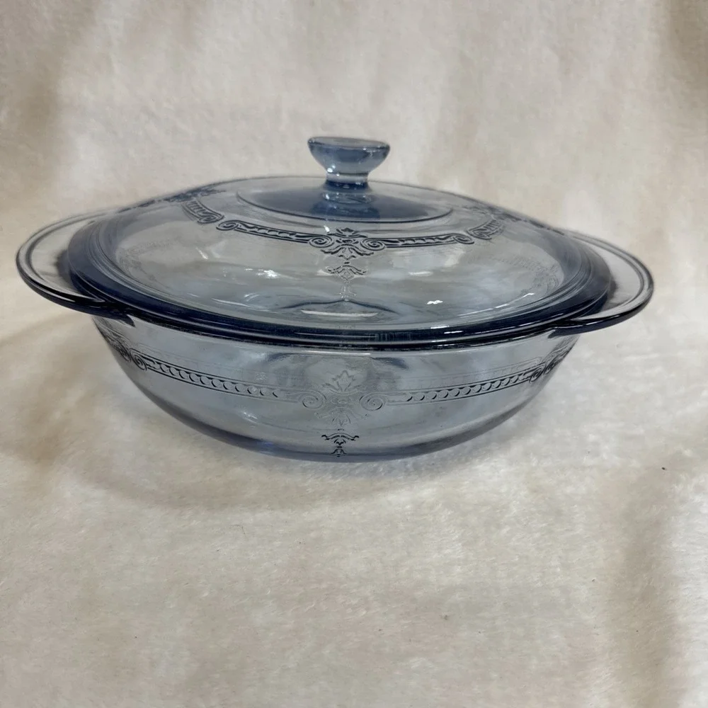 Anchor Hocking Philbe Sapphire Blue Glass 2‎ Quart Casserole Dish with Lid